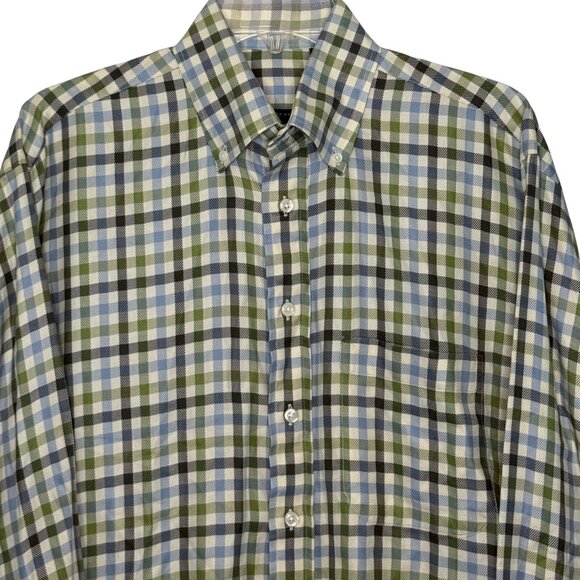 Burberry Gingham‎ Plaid Long Sleeve Button Down Mens Shirt - Size Medium - Picture 2 of 7